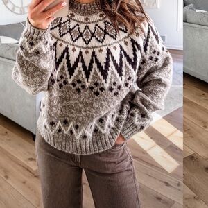 American Eagle Fair Isle sweater Brown